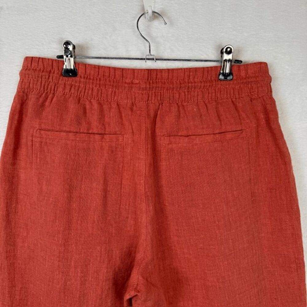 Athleta Retreat Linen Wide Leg‎ pants in Persimmon Coral Drawstring Size 8/P - Picture 5 of 14